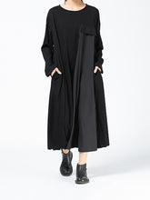 Pullover Round-Neck Split-Joint Midi Dress