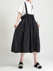 Solid Color Ruffled Loose Age Reduce Strap Dress