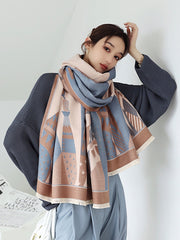 Retro Printed Reversible Warmer Scarf&Shawls