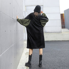 Round-Neck Split-Joint Color-Block Dress