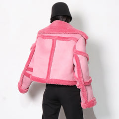 Leisure Pure Color Splicing Short Coat