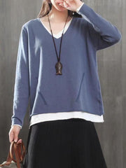 5Color Comfortable Cotton Split-Joint Tops