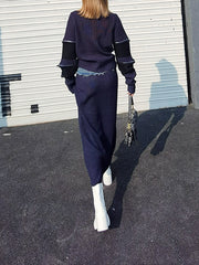 Women High Neck Zipper Casual Skirt