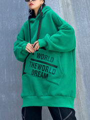 Women Plus Fleece Hooded Casual Sweatshirt