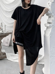 Women Irregular Short Sleeve Pullover Simple T-Shirt