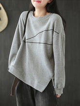 Women Retro Loose Pullover Sweatshirt