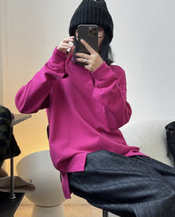 Simple And Loose Solid Color Slit T-Shirt Top