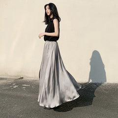 Simple High Waist All-Match Pleated Skirt