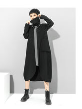 Color-Block Split-Joint High-Neck Midi Dress