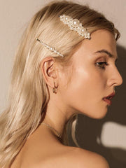 Faux Pearl Hair Clip Beaded Metal Slide In Hair Clip