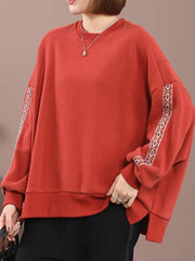 Round Neck Solid Color Loose Sweatshirt