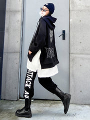 Women Printed Patchwork Hoodie