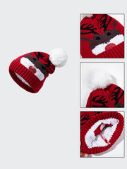 Christmas Elk Antlers Red Fur Ball Hat