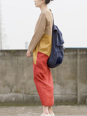 Split-color Cropped Ramee Loose Maxi Dresses