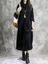 Loose Vintage Split-joint With-pockets Long Dress