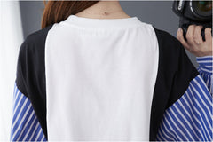 Women Contrast Stitching Long Sleeve Sweatshirt