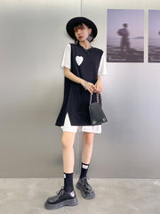 Stitching Contrast Color Split Loose Dress