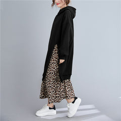 Women Plus Velvet Stitching Printed Dress