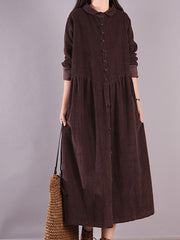 Retro Loose Single Breasted Midi Dress