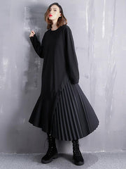 Falbala Ruffled Split-Joint Asymmetric A-Line Midi Dress