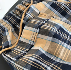 Women Retro Check Straight Leg Wide Leg Loose Casual Pants