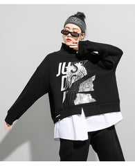 Casual Printed Splicing Fake Two Pieces Sweatshirt