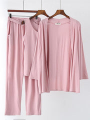 Three-Pieces Comfortable Solid Color Pajama