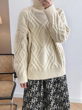 Twisted Flower Loose Wool Turtleneck Sweater