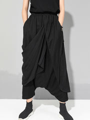 Cropped Chiffon Split-Joint Pants