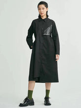 Casual False Vest Split-Joint Long Black Shirt Dress