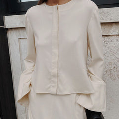 Round Neck Slit Irregular Skirt Retro Casual Suit