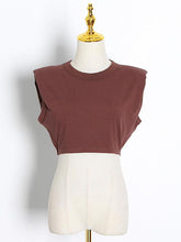 Casual Solid Round Neck Sleeveless Slim Fit T-Shirt