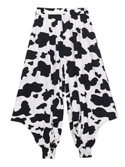 Lightweight Elastic High Waiste Wide Leg Printed Casual Pants