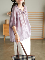 Loose Head Retro Wood Ear Strap Shirt