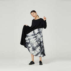 Irregular Stitching Long Sleeve Loose Dress