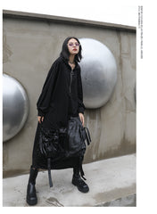 Women Stitching Hooded Long Sleeve Dress