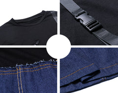 Cartoon Printed Split-Joint Denim Midi Dress