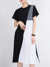 Loose Contrast Color Splicing A-Line Dress