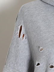 Loose Solid Color Hollow Hoodie