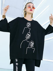 Printed Loose Round-Neck T-Shirt