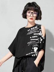 Short-Sleeved Round Neck Strapless T-Shirt