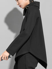 Women Loose Lapel Long Sleeve Irregular Sweatshirt