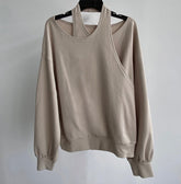 Irregular Halter Neck Clavicle Long Sleeve Sweatshirt