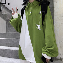 Women Print Stitching Loose Shirt