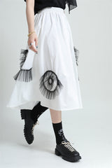 Stitching Printed High Waist Slim Casual Skirt