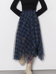 Fashionable Sexy Plaid Empire A-Line Gauze Skirt