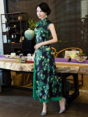 Green Stand Collar Split-side Ao Dai Cheongsam