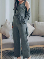 Three-Pieces Comfortable Solid Color Pajama