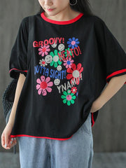 Retro Loose Round Neck Short Sleeve Top