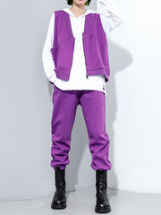 Women Solid Color Personality Two-Piece Suit